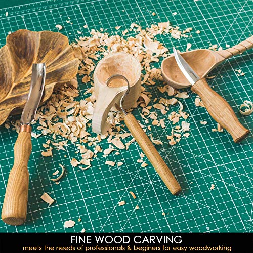 BeaverCraft S14 Wood Carving Tools Kit Wood Carving Set Wood Carving Hook Knife Set Spoon Carving Tools Spoon Knife Set Bowl Kuksa Scoop Cup Carving Tools Wood Gouges Spoon Carving Kit