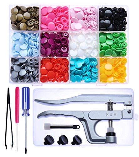 Original KAM Snaps Starter Fasteners Kit -360pcs KAMsnaps Size 20 + Snap Pliers for Crafts Clothing