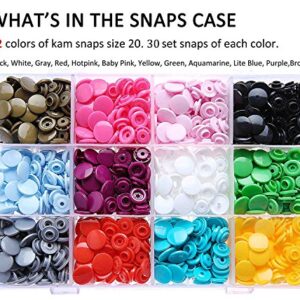 Original KAM Snaps Starter Fasteners Kit -360pcs KAMsnaps Size 20 + Snap Pliers for Crafts Clothing