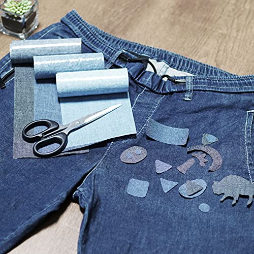 Blue Jeans Denim Patches 4 Rolls, Inside and Outside Iron On Patches, Jean Patches，Blue Denim Iron On Patches, for Jeans Clothing Hole Repairing and Decoration