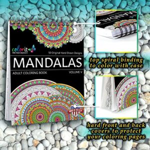 ColorIt: Mandalas to Color - 50 Original Drawings and Anti-Stress Patterns for Premium Adult Coloring Book (Volume V)