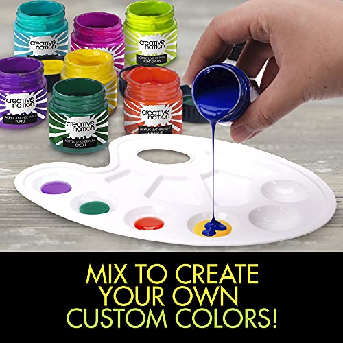 Creative Nation 12-Pack Leather Paint for Sneakers & Leather Accessories - Premium Acrylic Shoe Paint Kit for Bags, Purses & More - Waterproof, Flexible, Long-Lasting Paints, 0.95 Oz.