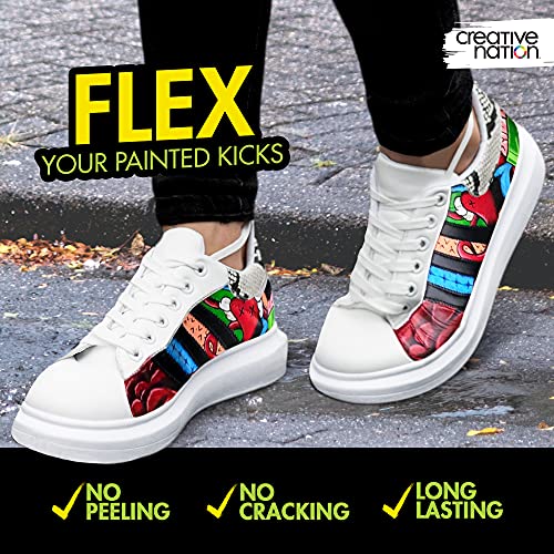 Creative Nation 12-Pack Leather Paint for Sneakers & Leather Accessories - Premium Acrylic Shoe Paint Kit for Bags, Purses & More - Waterproof, Flexible, Long-Lasting Paints, 0.95 Oz.