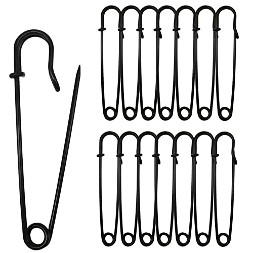 Urmspst Safety Pins (2022 New), 3" Large Safety Pins Pack of 30 for Clothes Leather Canvas Blankets Crafts Skirts Kilts, Extra Large Safety Pin Heavy Duty Safety Pins (Black)