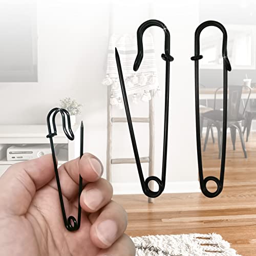 Urmspst Safety Pins (2022 New), 3" Large Safety Pins Pack of 30 for Clothes Leather Canvas Blankets Crafts Skirts Kilts, Extra Large Safety Pin Heavy Duty Safety Pins (Black)