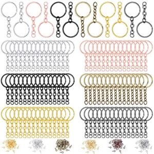 360 pieces keychain rings for crafts including 90 pieces keychain rings with 90 pieces open jump rings connectors 180 pieces small screw eye pins hooks for diy keychain supplies(mixed color,25 mm)