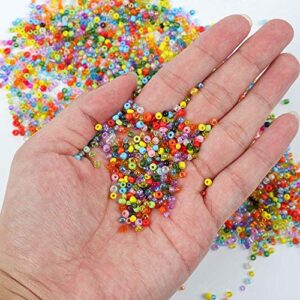 Quefe 26400pcs 2mm Glass Seed Beads 24 Colors Small Beads Kit Bracelet Beads with 24-Grid Plastic Storage Box for Jewelry Making