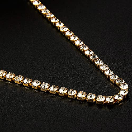 11 Yards Rhinestone Chain, Gold Trim Bling String for DIY Jewelry Making, Crafts, Shoe Charms (2mm Wide)