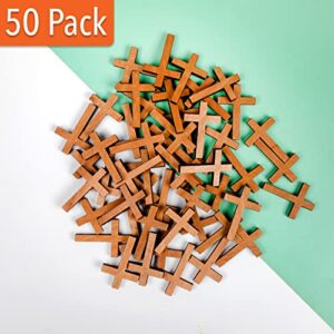 Mr. Pen- Wooden Crosses, 1.2x1.75 Inches, 50 Pack, Small Wooden Crosses, Wood Crosses for Crafts, Small Cross Pendant, Mini Cross, Small Crosses, Wooden Crosses Bulk, Cross Charms