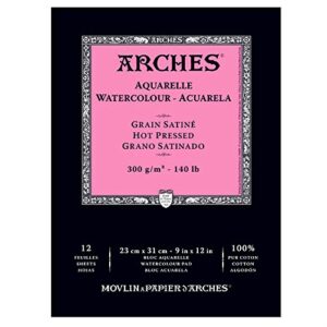 arches watercolor pad, hot press 9″x12″