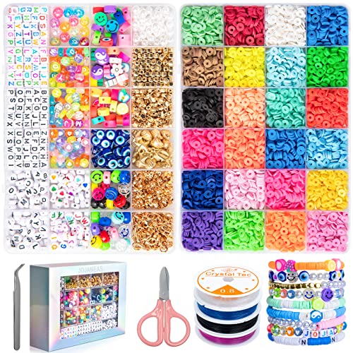 JOJANEAS Bracelet Making Kit - 6800 PCS Beads Bracelet Kit Arts and Crafts for Kids - Jewelry Making Kit Crafts for Girls Adults - Bracelet Making Toys Gifts for Girls Teen Girls (48 Grids)