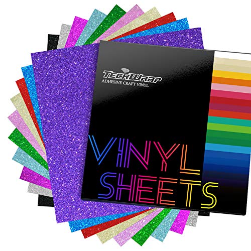 TECKWRAP Shimmer Vinyl Glitter Adhesive Sheets for Craft Cutter 12" x 12" 10 Sheets/Pack