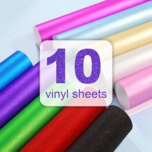 TECKWRAP Shimmer Vinyl Glitter Adhesive Sheets for Craft Cutter 12" x 12" 10 Sheets/Pack