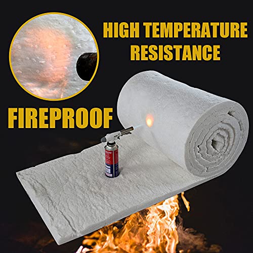 24" x12" x1" (Thick)Ceramic Fiber Blanket Fireproof Insulation Baffle Rated to 2400F, High-Temperature Resistance for Stoves, Kilns, Forges