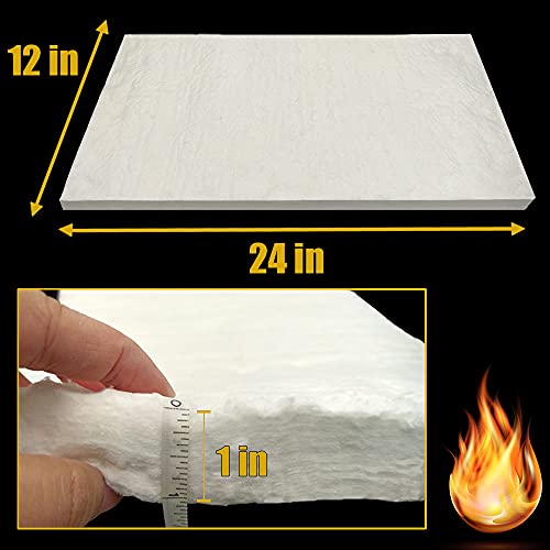 24" x12" x1" (Thick)Ceramic Fiber Blanket Fireproof Insulation Baffle Rated to 2400F, High-Temperature Resistance for Stoves, Kilns, Forges