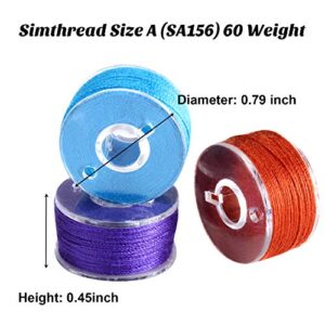 144 Pieces Prewound Bobbins Sewing Thread Bobbins Compatible with Brother/Babylock/Janome/Elna/Singer Embroidery Machine, Size A (24 Colors)