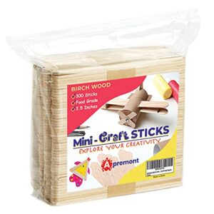 apremont 300 pcs mini natural wooden food grade craft sticks – ice cream stick – popsicle – 3.5 inch length – suit crafting, stirring, paddle, waxing, small ice pop stick for diy kids popcicle