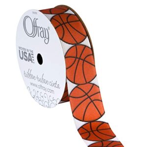 offray 922132 7/8″ wide grosgrain ribbon, basketball pattern, 3 yards