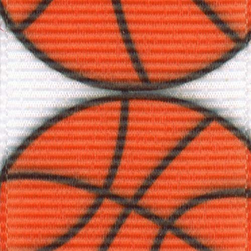 Offray 922132 7/8" Wide Grosgrain Ribbon, Basketball Pattern, 3 Yards