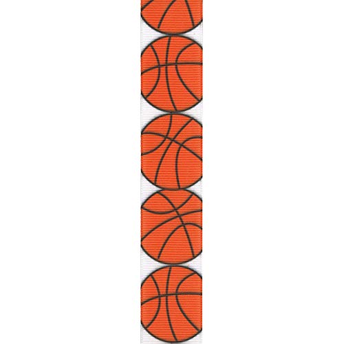 Offray 922132 7/8" Wide Grosgrain Ribbon, Basketball Pattern, 3 Yards