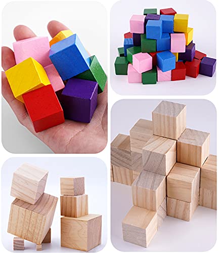 Tosnail 30 Pack 2 Inches Unfinished Wooden Cubes Wooden Blocks - Great for Crafts Making