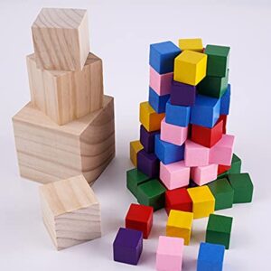 Tosnail 30 Pack 2 Inches Unfinished Wooden Cubes Wooden Blocks - Great for Crafts Making