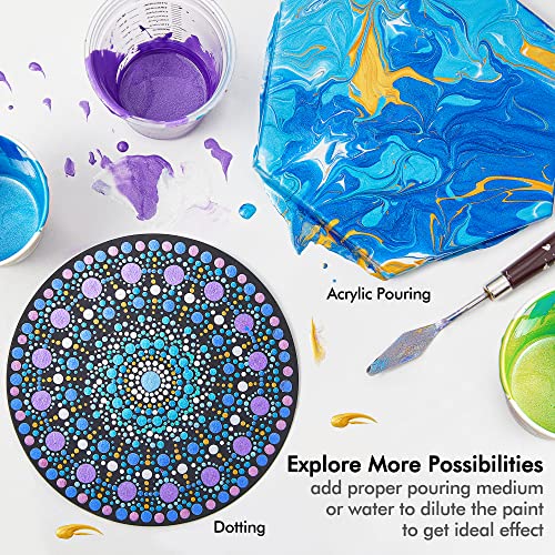 Shuttle Art 30 Colors Metallic Acrylic Paint, Metallic Acrylic Paint with 10 Brushes and 1 Palette, 60ml/2oz, Rich Pigments, Non-Toxic Art Paint for Artists, Beginners on Rocks Canvas Wood Fabric