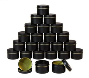 black candle tins 4oz, bulk candle making tins 24 piece candle containers, wholesale candle jars for candle making – more color available (black)