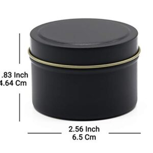 Black Candle Tins 4oz, Bulk Candle Making Tins 24 Piece Candle Containers, Wholesale Candle Jars for Candle Making - More Color Available (Black)