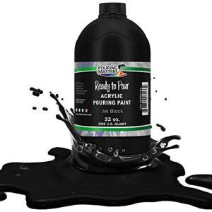 pouring masters jet black acrylic ready to pour pouring paint – premium 32-ounce pre-mixed water-based – for canvas, wood, paper, crafts, tile, rocks and more