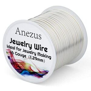 16 gauge jewelry wire, anezus silver craft wire tarnish resistant copper wire for jewelry making, wire wrapping and crafting