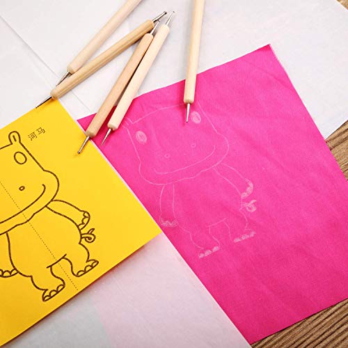 Outus White Carbon Transfer Paper 11.7 x 8.3 Inch Tracing Paper Carbon Graphite Copy Paper with Embossing Stylus Tracing Stylus Dotting Tools for Cloth Fabric Paper Wood (105 Pieces)