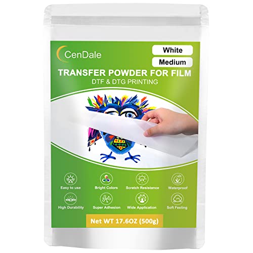 DTF Powder, 500g DTF Adhesive Powder,White Digital Transfer DTF Powder for Sublimation, DTF Hot Melt Adhesive Powder for All DTF and DTG Printers, DTF PreTreat Transfer Powder for All Color/Fabric