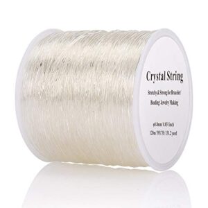 0.8mm elastic string, 393.7ft clear crystal stretch cord clay beads string for bracelet handcrafts necklace jewelry making
