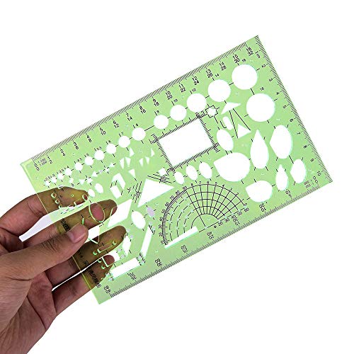 MWELLEWM 11 Pcs/Set Geometric Drawing Template Stencils Drawing Rulers Multi-Function Measuring Ruler for Studying, Designing and Building School Office Supplies…