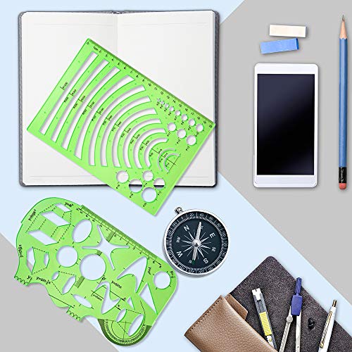 MWELLEWM 11 Pcs/Set Geometric Drawing Template Stencils Drawing Rulers Multi-Function Measuring Ruler for Studying, Designing and Building School Office Supplies…