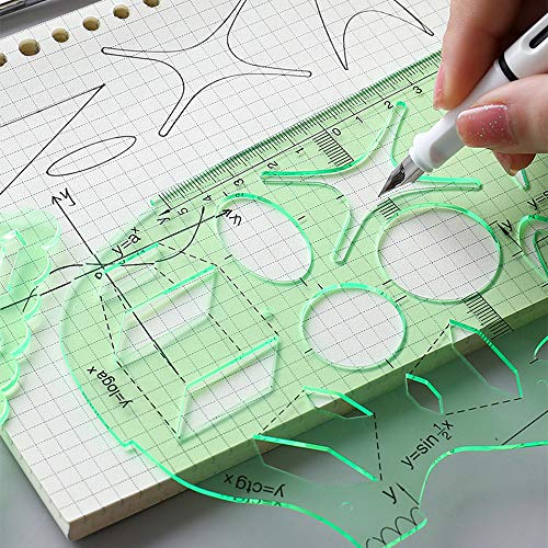 MWELLEWM 11 Pcs/Set Geometric Drawing Template Stencils Drawing Rulers Multi-Function Measuring Ruler for Studying, Designing and Building School Office Supplies…