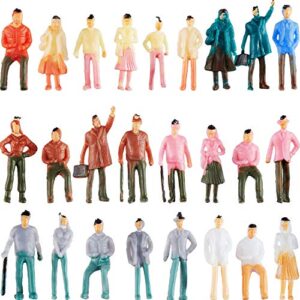 gejoy 100 pieces people figurines 1:75 scale model trains architectural plastic people figures tiny people sitting and standing for miniature scenes