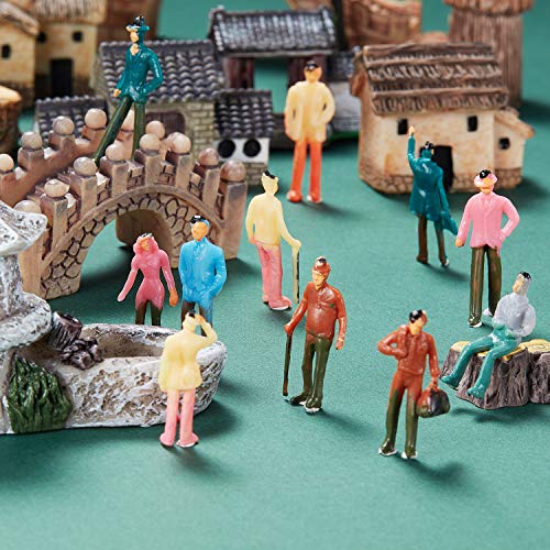 Gejoy 100 Pieces People Figurines 1:75 Scale Model Trains Architectural Plastic People Figures Tiny People Sitting and Standing for Miniature Scenes