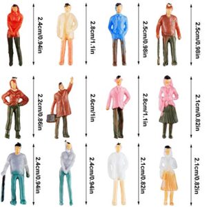 Gejoy 100 Pieces People Figurines 1:75 Scale Model Trains Architectural Plastic People Figures Tiny People Sitting and Standing for Miniature Scenes