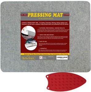 wool pressing mat – 17″ x 13.5″ quilting ironing pad – 100% new zealand felted wool iron board for quilters, great for quilting & sewing projects by savina