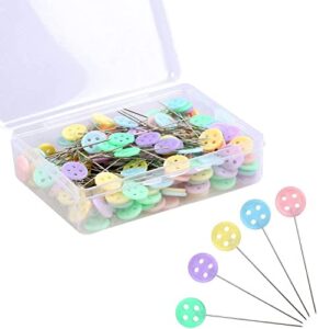 200 pcs flat head pins, straight pins, sewing pins for fabric, button colored heads quilting pins, boxed for sewing diy (assorted colors), mixed