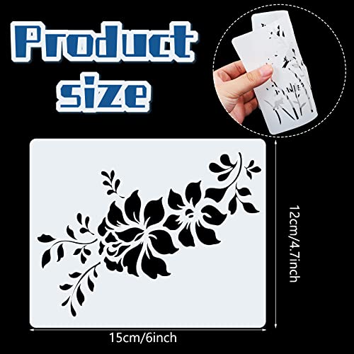 20 Pieces Wildflower Stencils for Painting Template Flower Stencils Wall Stencils Reusable Spring Stencils PET DIY Drawing Templates Stencils for Painting on Wood Wall Home Decor (Rectangular Style)