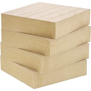 Unfinished Wood Blocks for Crafts, 1 Inch Thick MDF Squares (4x4 in, 4 Pack)