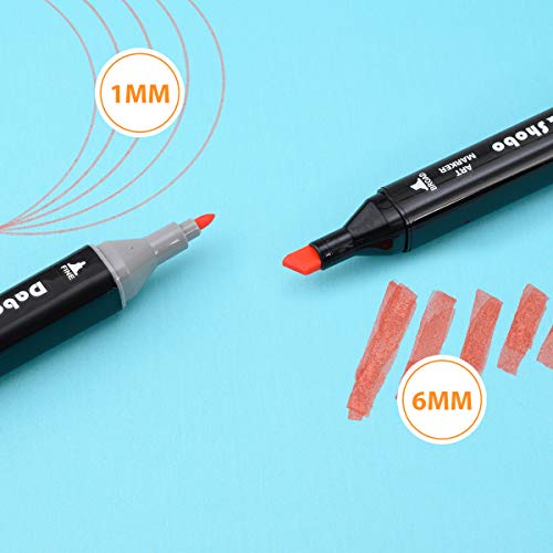 Dabo&Shobo 80 Color Alcohol Marker Pens， Bright Permanent ，for Coloring Art Markers for Kids, Adults Coloring Book, ， Wide Chisel and Thin Head Double-Head Design Equipped with, Black Suitcase