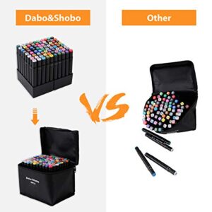 Dabo&Shobo 80 Color Alcohol Marker Pens， Bright Permanent ，for Coloring Art Markers for Kids, Adults Coloring Book, ， Wide Chisel and Thin Head Double-Head Design Equipped with, Black Suitcase