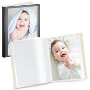CRANBURY Small Picture Book for 4x6 Photos - (Black, 2 Pack), 4 x 6 Portfolio Binder with Customizable Cover, 24 Pages Hold 48 Pictures, Art Presentation Folder for Postcards, Kids Photo Albums 6x4