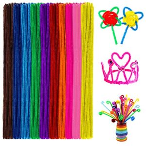 anvin pipe cleaners 100 pcs 10 colors chenille stems for diy crafts decorations creative school projects (6 mm x 12 inch, assorted bright colors)