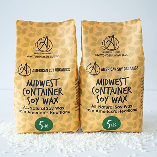 American Soy Organics - 100% Midwest Soy Container Wax Beads for Candle Making, 10 lb Bag