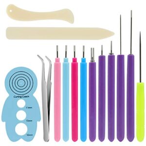 kitanis 14 pieces paper quilling tools slotted kit, assorted sizes rolling curling quilling needle pen for art craft diy paper card making project tools